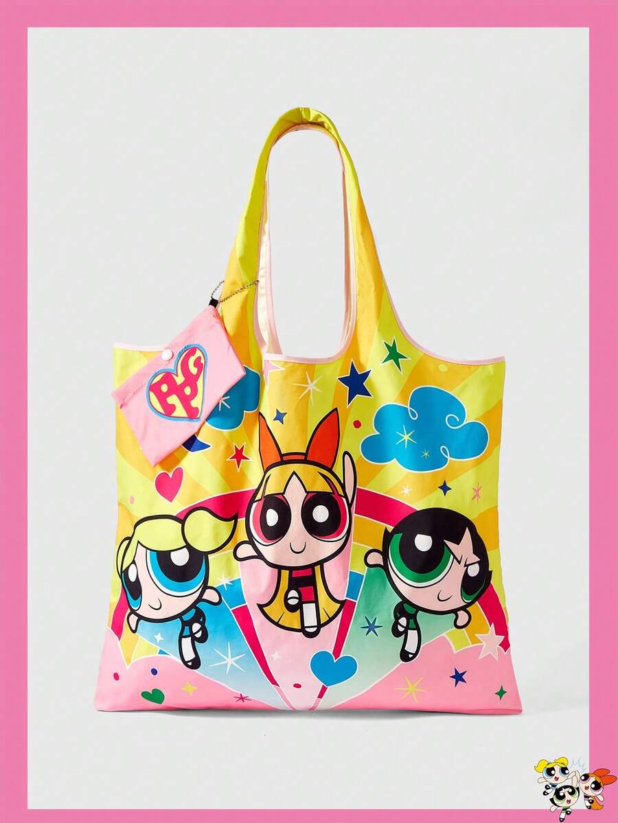 THE POWERPUFF GIRLS X SHEIN 1件装，星月飞天小女警背心包可折叠手提包，适合女性 - 多色1 - 查看 1