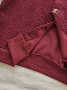 Vintaside Kids Baby Jungen Säugling/Kleinkind Jungen Herbst/Winter Stehkragen Langarm modisches hochwertiges Hemd kombiniert mit vielseitigen Lässig Hosen Set, geeignet für Zuhause Lässig, leichte Outdoor-Aktivitäten, Familienfeiern - Bordeaux - Übersicht 6