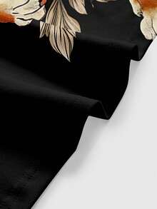 ROMWE Avant Tiger Graphic Sexy New Chinese Style Street Music Festival Crop Top For Women - Black - View 3