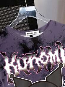 HELLO KITTY AND FRIENDS | SHEIN 女士宽松扎染卡通图案 Y2K 圆领舒适 T 恤，春夏 - 白色 - 查看 3