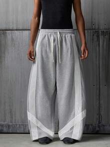 NEON BLANC Men's Hoodie And Trousers, Sporty Style, Striped Design, Loose Fit, Street Style.