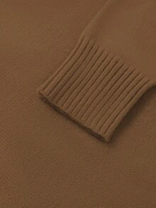 GlowEve 女士蓝色毛衣，新款秋冬金属纽扣不对称开襟羊毛衫，百搭简约通勤设计 - 咖啡棕 - 查看 6