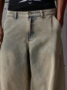 NEON BLANC 男士休闲水洗复古弯刀牛仔裤 - 藍色 - 查看 4