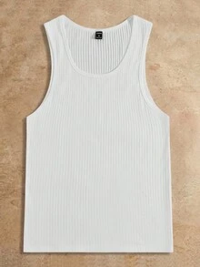 HIMLAND U领宽肩带罗纹针织休闲无袖背心，夏季 - 彩色 - 查看 4