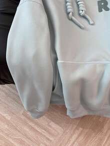 INAWLY 休闲宽松连帽抓绒卫衣，秋冬季 - 藍色 - 查看 5