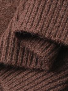 Vivie Lora Áo len họa tiết kim cương chắp vá màu sắc rộng rãi dành cho nữ - màu nâu - Xem 7