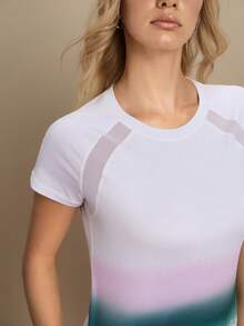 Cheerettes Damska koszulka sportowa z krótkim rękawem i nadrukiem tie-dye w stylu raglan - Wielokolorowe - Zobacz 7