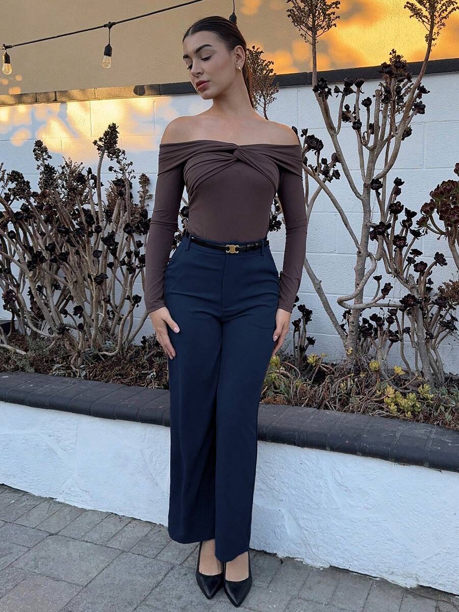 Andrea Bello 女士休闲纯色阔腿裤