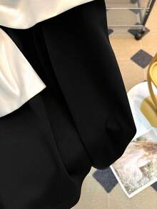 GlowEve CURVE 大码女式优雅奢华拼色衬衫 - 黑色 - 查看 3