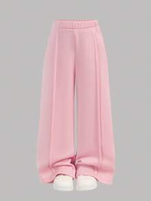 SHEIN Bộ 2 áo hoodie in hình mèo trái tim màu hồng dễ thương cho bé gái và quần cạp chun, mùa thu/đông - Màu Hồng baby - Xem 4