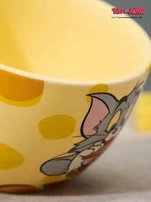 TOM & JERRY X Joivida 1 pezzo Ciotola in ceramica X Joivida, giallo brillante con motivo Together, ciotola decorativa per frutta per casa, cucina, sala da pranzo, soggiorno, ottima per spuntino, caramelle, dessert, insalata, conservazione, piatto per torta, un regalo divertente per matrimonio, banchetto, compleanno - Giallo - Visualizzare 4