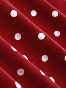 SHEIN Clasi 优雅灯笼袖V领系腰A字喇叭下摆大码女式连衣裙 - 紅色 - 查看 4