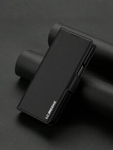 时尚商务仿皮手机壳，兼容三星 Galaxy Z Fold 7 6 5 4 3，带笔槽和3个卡槽，防盗毛绒钱包式保护套 - 黑色 - 查看 9