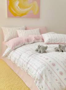 Joivida Bộ 3 vỏ chăn cotton 100% họa tiết hoa cổ điển, thoáng khí mọi mùa, 2 vỏ gối + 1 vỏ chăn (Không bao gồm ga trải giường) - Nhiều màu - Xem 5