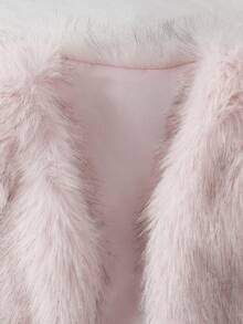 Sparklyn 少女休闲时尚街头风简约纯色抓绒背心，秋冬季 - 粉色 - 查看 3