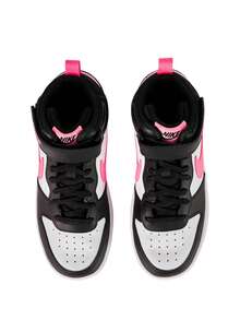 Nike Court Borough Mid 2 Kids Sneakers Black / White / Sunset Pulse CD7782 - Black/White/Sunset Pulse - View 2