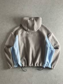 Manfinity ZONE917 Chaqueta con capucha con cremallera y parches de colores contrastantes para hombre, estilo años 2000, otoño/invierno - Gris - Ver 5