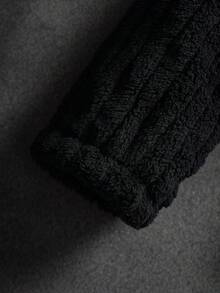 SLATEMANN Manfinity 翻盖细节纽扣前法兰绒夹克，男士前扣长袖口袋简约夹克，休闲日常穿着，秋冬，男朋友礼物，外出，泰迪内衬外套，街头服饰，街头风格美式复古灯芯绒夹克，垃圾摇滚 - 黑色 - 查看 5