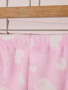 2pcs Tween GirlsMinimalist Long Sleeve Fleece Pajama Set Long Sleeve Pajama Sets For Teen Girls - Multicolor - View 4