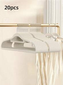 SHEIN 1pc/10pcs/20pcs Black, White, Pink, Gray Plush Clothes Hanger For Home Use, With No Trace, Anti Shoulder Corner, Anti Slip, Unable To Lift Bags, Clothes Drying Support, Organizer, Dry And Wet Dual-Use