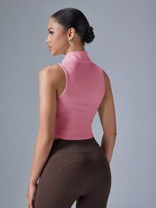 VARSIVA 女士休闲运动无袖黑色立领上衣 - 藕粉色 - 查看 2