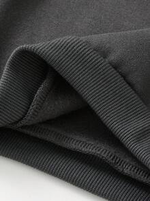 Cozy Pixies 2pcs Baby Boy Minimalist Letter Print Knit Soft Hooded Long Sleeve Pullover Sweatshirt And Elastic Waist Jogger Pants Set - Dark Grey - View 7