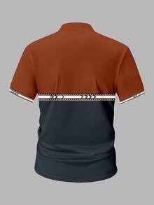 Manfinity Dauomo Cămașă casual de toamnă, imprimeu cu cap de taur - Design cu nasturi în față - Ținută formală și casual pentru birou - Bluză lavabilă la mașină de toamnă/iarnă, tricou polo versatil pentru bărbați, potrivit pentru întâlniri și purtare zilnică, sporește eleganța - Multicolor - Vizualizare 2