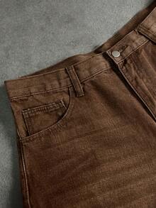 Manfinity ZONE917 复古 Y2K 街头风宽松棕色水洗休闲筒状牛仔裤（男士款）