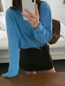 DAZY Merrald 咖啡色灯芯绒高腰A字裙，复古显瘦，秋冬款 - 棕色 - 查看 9