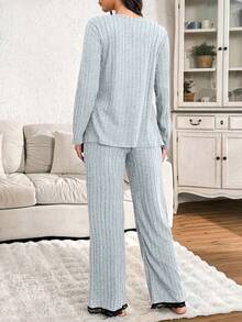 Moonlight&Mama 2pcs Maternity Lace Patchwork Casual Sleepwear Set, Long Sleeve Cardigan And Pants