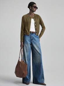 Ontre Cárdigan de manga larga con botones de mezcla de lana para mujer, elegante para la oficina/uso casual, adecuado para ir al trabajo, negocios, fiestas, otoño/invierno