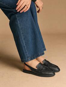 Rosivie 女士休闲百搭通勤简约平底鞋 - 黑色 - 查看 5