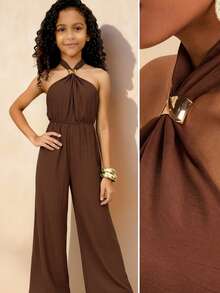 Travachic KIDS Tween Girl Brown Sleeveless Casual Vacation Dress - Brown - View 1