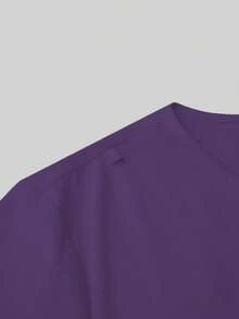 PopScrub Solid Color V-Neck Short Sleeve Pocket Scrub Uniform Top Comfortable Stylish Fashion Uniform Classic Unisex  Scrub Basic - Purple - View 4