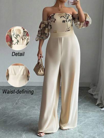 SHEIN PETITE CURVE 大码女式露肩连体裤，优雅别致