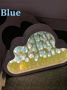 （电池供电）云朵郁金香/玫瑰小夜灯，手工DIY花卉氛围灯，可作夜灯使用，可作镜子使用，桌面装饰两用，可作生日/情人节礼物，柔和灯光助眠，DIY郁金香/玫瑰花卉工艺套装 - 彩色 - 查看 13