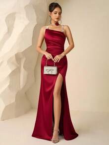 Coutiva 正式晚礼服（装饰繁复） - 酒紅色 - 查看 5