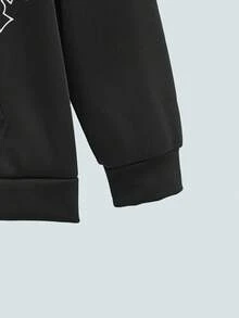 Modcrash 男士休闲十字印花宽松连帽卫衣，秋冬款 - 黑色 - 查看 5