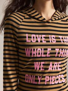 Easelle 条纹针织印花连帽女式上衣 - 彩色 - 查看 9