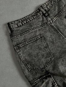 Manfinity ZONE917 Loose Fit Men's Flap Pocket & Side Panel Cargo Jeans (Without Belt) - Grey - View 7