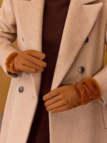 MOTF PREMIUM GUANTES SIN DEDOS VERSÁTILES Y CÁLIDOS DE MODA PARA MUJER, OTOÑO/INVIERNO - Color caramelo - Ver 3