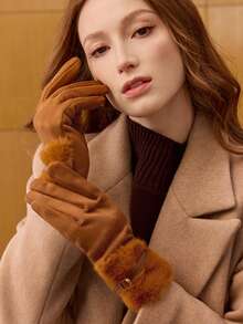 MOTF PREMIUM GUANTES SIN DEDOS VERSÁTILES Y CÁLIDOS DE MODA PARA MUJER, OTOÑO/INVIERNO - Color caramelo - Ver 4