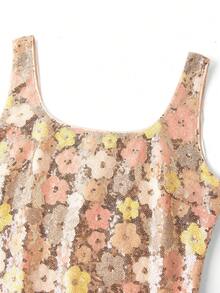 Ellevyn Women's Elegent Beige Summer Party Floral Sequin Dress,Rose Gold French-Style Halter Fitted Waist Evening Gown,Embroidered Banquet Formal Wear Outfit - Gold - View 10