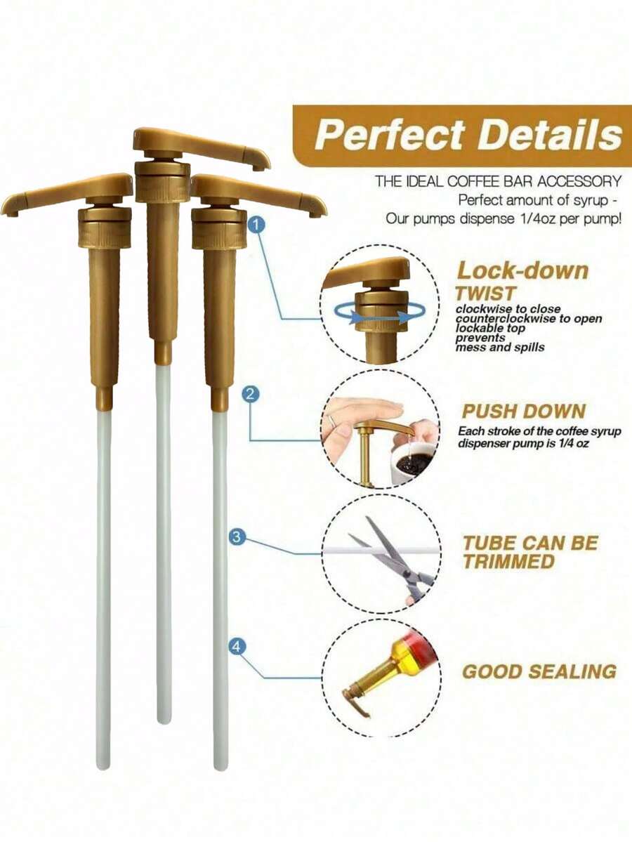 2pcs Jam And Syrup Dispenser Pump, Pressure Pump Head Compatible With Edible Oil, Hand Soap, Bathroom Cleaner, Shower Gel, Cosmetics, Moisturizer, Large Bottle Container Dispenser Pump - Multicolor - View 1