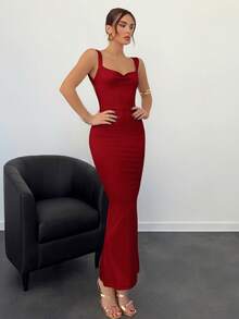 Aloruh Backless Bow Decor Pink Dress For Women,Summer Dresses
Spring Clothes - Burgundy - View 5