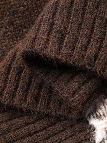 DAZY Men's Vintage Floral Jacquard Thick Crew Neck Sweater, Autumn/Winter - Multicolor - View 8