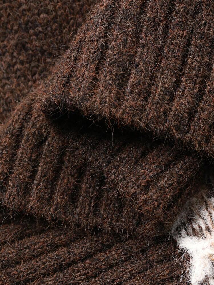 Men's Vintage Floral Jacquard Thick Crew Neck Sweater, Autumn/Winter