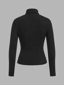 SHEIN EZwear 3件装女士针织高领保暖长袖T恤 - 咖啡棕 - 查看 10