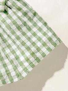 Cozy Pixies Baby Girl Colorful Striped Bow Decor Strap Romper Shorts, Versatile & Comfortable - Green - View 3