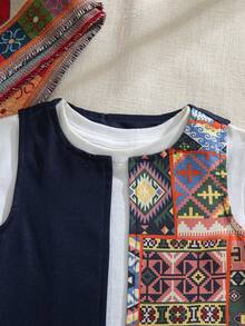 SHEIN Baby Boys Elastic Waist Woven Striped Shorts & Woven Striped Vest, Suitable For Casual Activities, Festivals, Evening Events, Spring/Summer Outdoor Leisure, Traditional Arabic Clothing - Multicolor - View 6